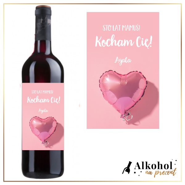 MAMA BALON Z SERCEM WINO CZERWONE