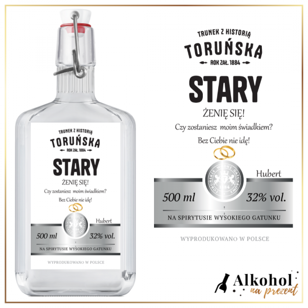 ZOSTANIESZ MOIM ŚWIADKIEM? WÓDKA TORUŃSKA CZYSTA - PREZENT DLA ŚWIADKA