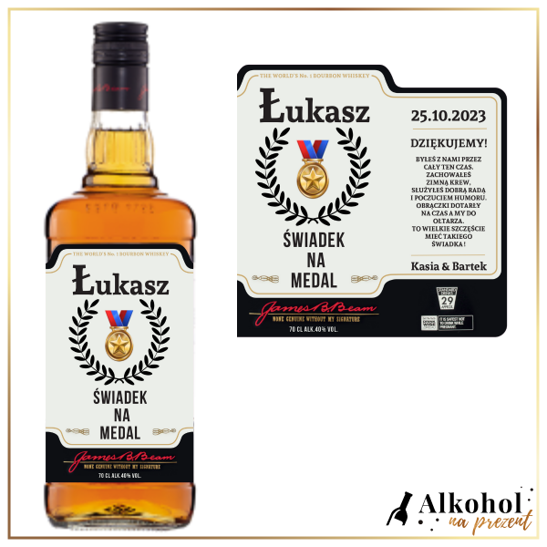 ŚWIADEK NA MEDAL JIM BEAM WHITE - PREZENT DLA ŚWIADKA
