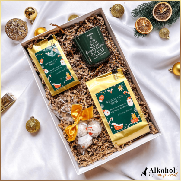 MIKOŁAJ ZESTAW 2 KAW ZE ŚWIECZKĄ I SŁODYCZAMI - PREZENT NA BOŻE NARODZENIE