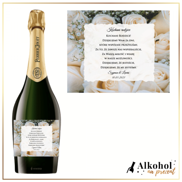PODZIĘKOWANIA BIAŁE RÓŻE SZAMPAN PERRIER JOUET GRAND BRUT