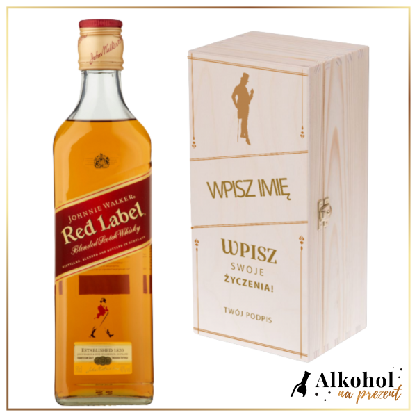 NA KAŻDĄ OKAZJĘ JOHNNIE WALKER RED LABEL W SKRZYNCE Z NADRUKIEM - WHISKY W SKRZYNCE NA PREZENT