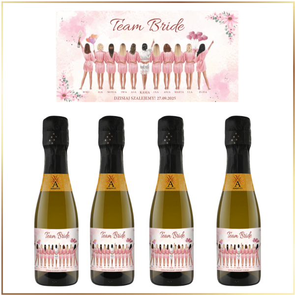 DRUŻYNA PANNY MŁODEJ MINI PROSECCO AMANTI - PREZENT NA WIECZÓR PANIEŃSKI