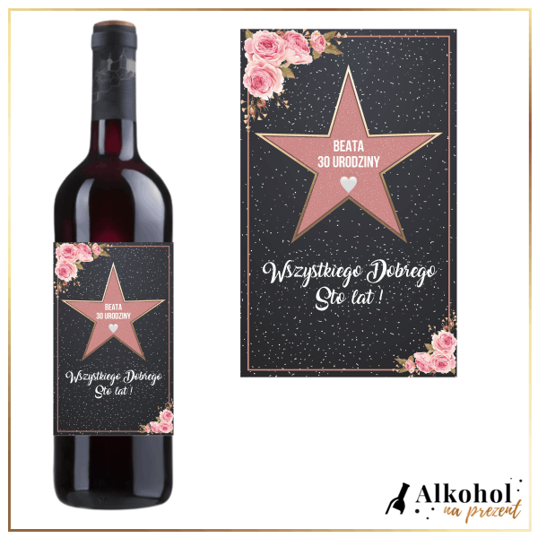 30 URODZINY ALEJA GWIAZD WINO CZERWONE - PREZENT Z OKAZJI 30 URODZIN