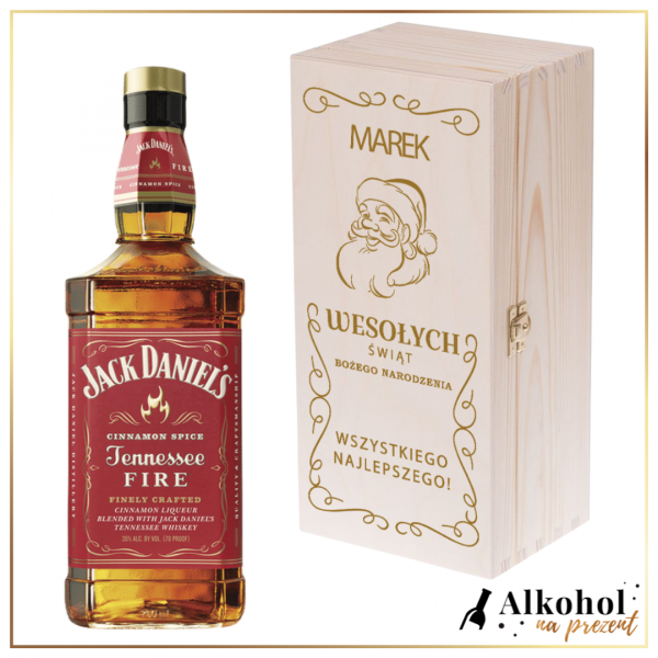 MIKOŁAJ BOŻE NARODZENIE JACK DANIEL'S FIRE W DREWNIANEJ SKRZYNCE