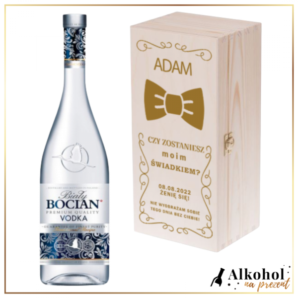 ZOSTANIESZ MOIM ŚWIADKIEM? BOCIAN BIAŁY + DREWNIANA SKRZYNKA Z NADRUKIEM