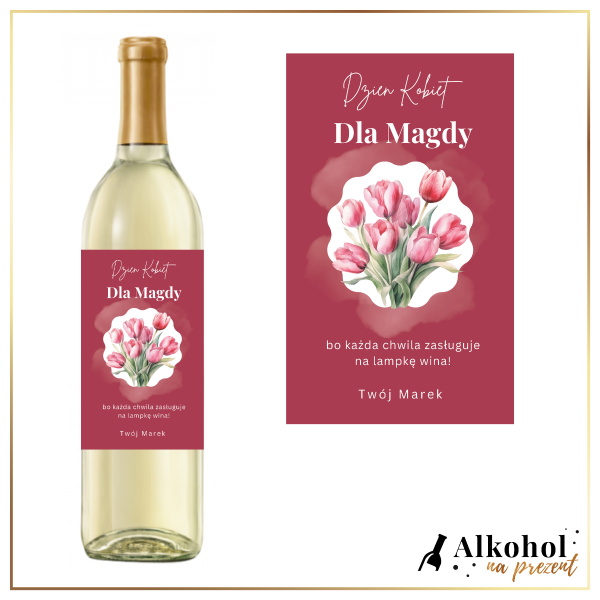 BUKIET TULIPANÓW WINO CARLO ROSSI WHITE - PREZENT NA DZIEŃ KOBIET