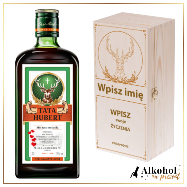 MÓJ TATA MOJA SIŁA JAGERMEISTER W SKRZYNCE Z NADRUKIEM - PREZENT NA DZIEŃ TATY