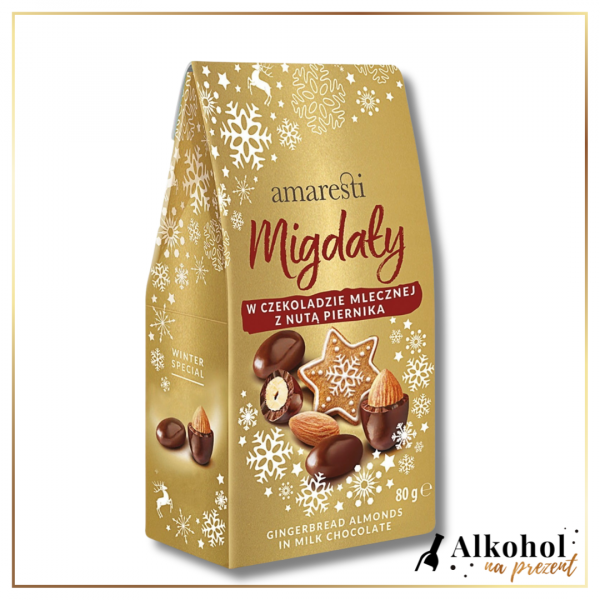 MIGDAŁY W CZEKOLADZIE MLECZNEJ Z NUTĄ PIERNIKA AMARESTI 80G
