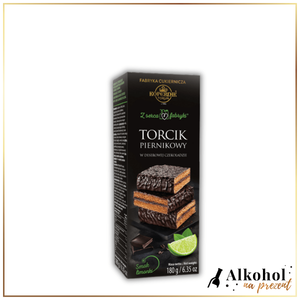 TORCIK PIERNIKOWY W CZEKOLADZIE DESEROWEJ PRZEKŁADANY NADZIENIEM O SMAKU LIMONKI 180G