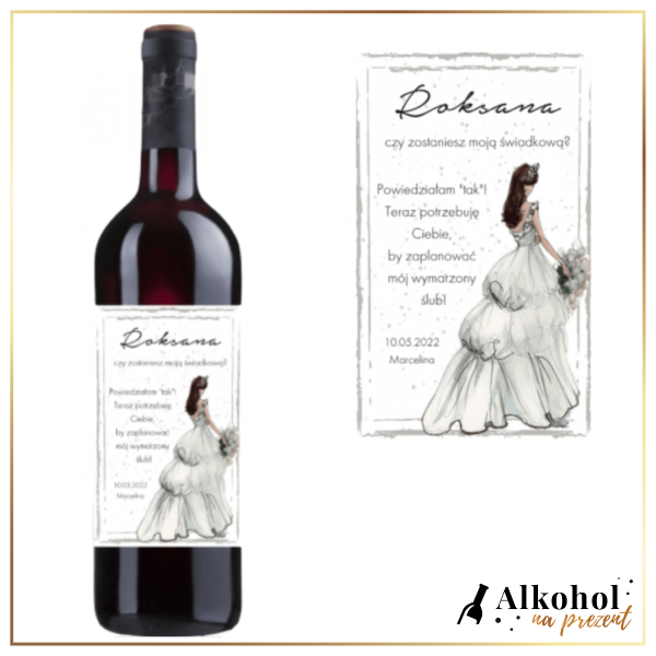 BIAŁA SUKNIA WINO CZERWONE- PREZENT DLA PANNY MŁODEJ