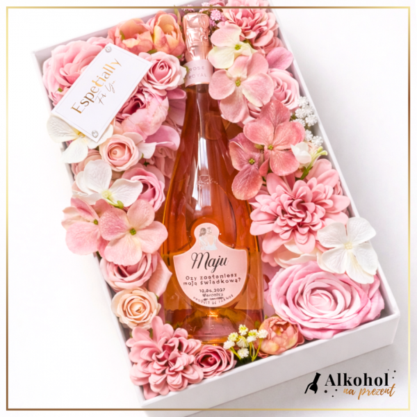 ŚWIADKOWA FREIXENET ROSE ROYAL WE FLOWERBOX - PREZENT DLA ŚWIADKOWEJ