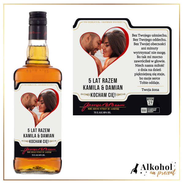 ZE ZDJĘCIEM SERCE JIM BEAM WHITE - PREZENT DLA MĘŻCZYZNY