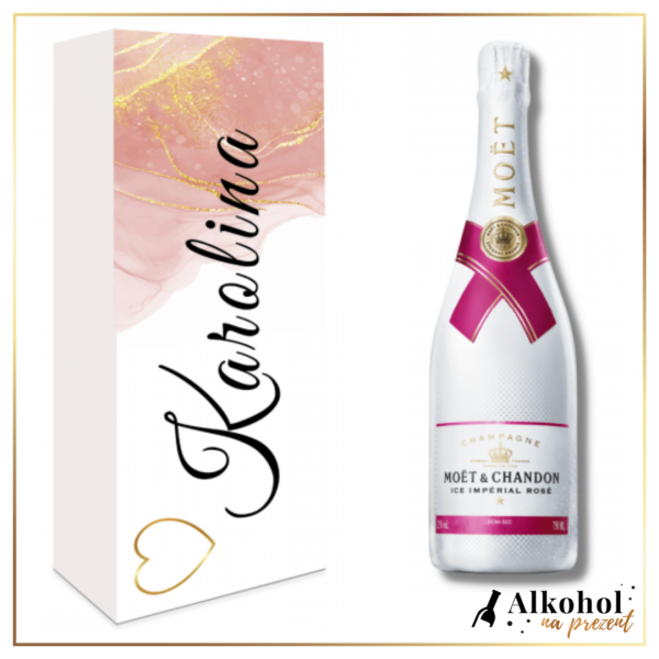 SZAMPAN MOET & CHANDON ICE IMPERIAL ROSE W PUDEŁKU Z NADRUKIEM - ORYGINALNY PREZENT