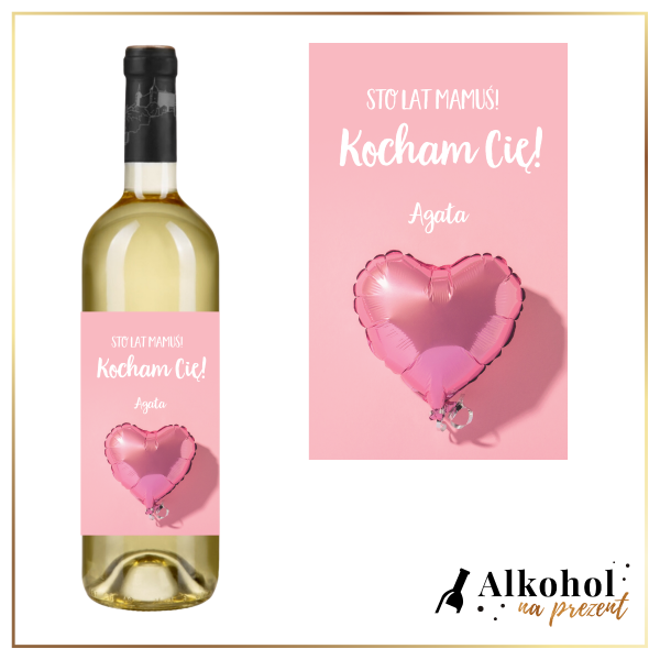 MAMA BALON Z SERCEM WINO BIAŁE