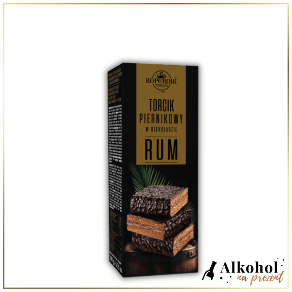 TORCIK PIERNIKOWY W CZEKOLADZIE DESEROWEJ PRZEKŁADANY NADZIENIEM O SMAKU RUMOWYM 180G