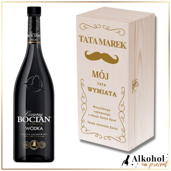 MÓJ TATA WYMIATA BOCIAN CZARNY + PERSONALIZOWANA DREWNIANA SKRZYNKA