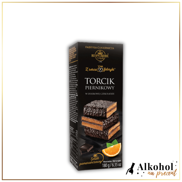 TORCIK PIERNIKOWY W CZEKOLADZIE DESEROWEJ Z NADZIENIEM POMARAŃCZOWYM 180G